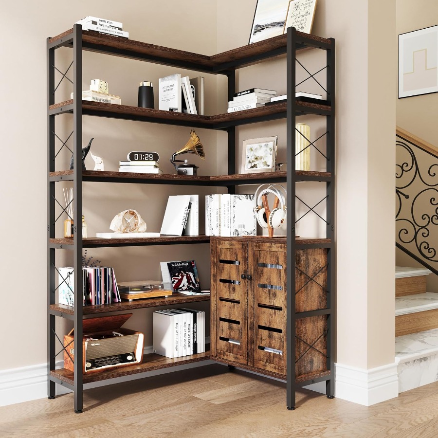 6-Shelf Corner Bookshelf for L - Bookshelf 评论和价格