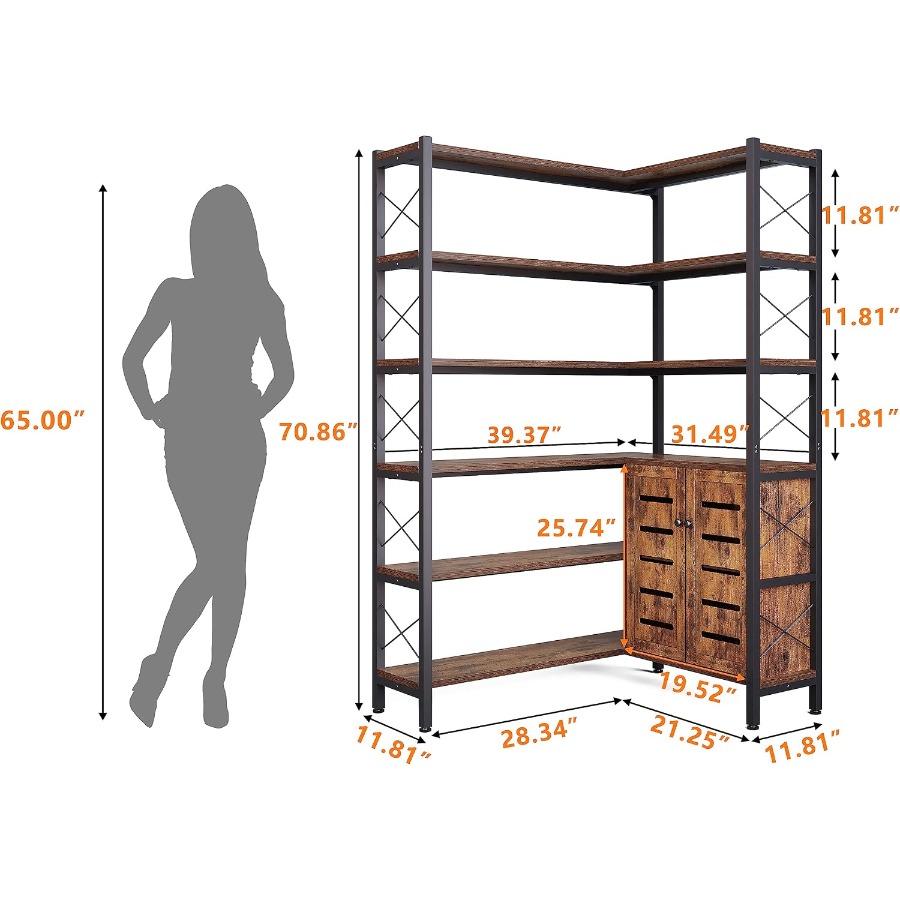 6-Shelf Corner Bookshelf for L - Bookshelf 评论和价格