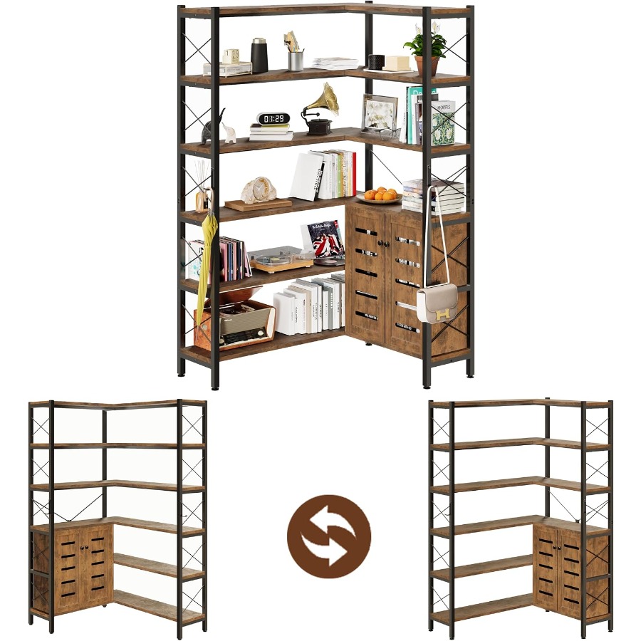 6-Shelf Corner Bookshelf for L - Bookshelf 评论和价格