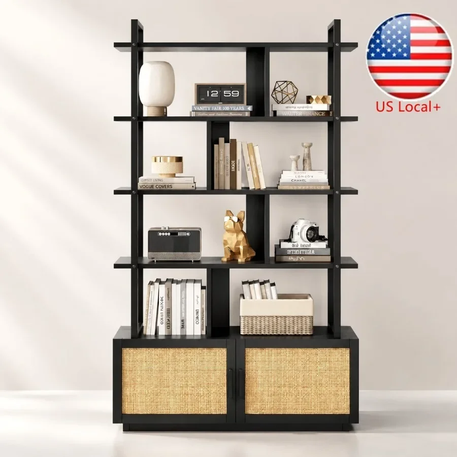5-Tier Rattan Bookshelf with S - Bookshelf 评论和价格