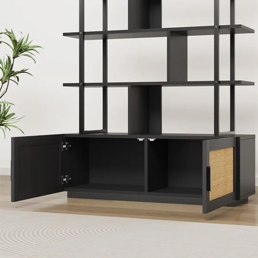 5-Tier Rattan Bookshelf with S - Bookshelf 评论和价格