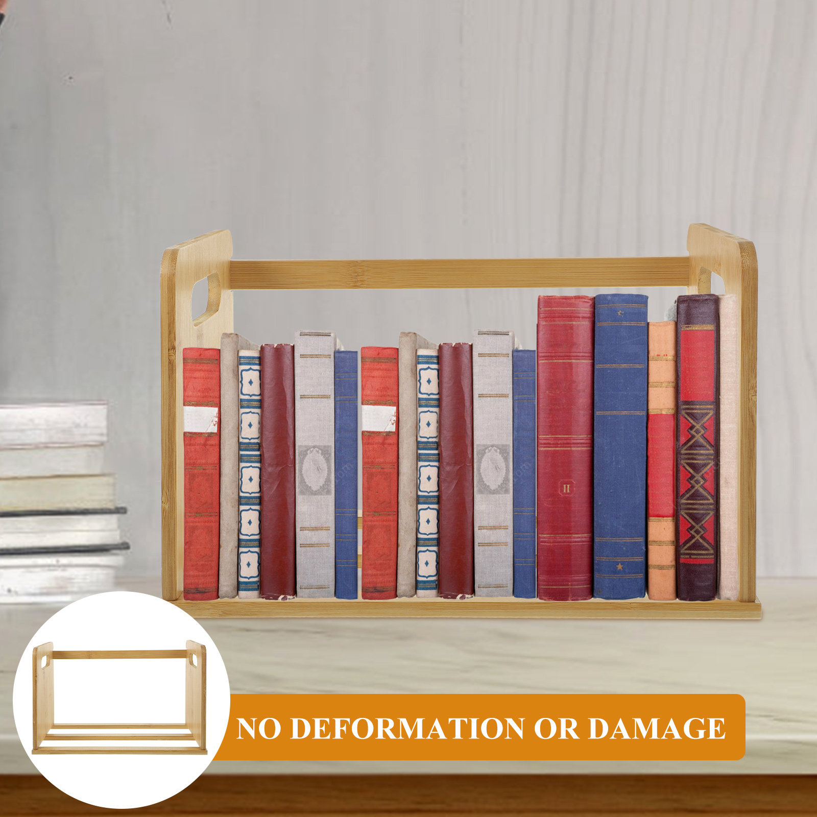 Wooden Desktop Bookshelf Vinyl - Desk Organizer 评论和价格
