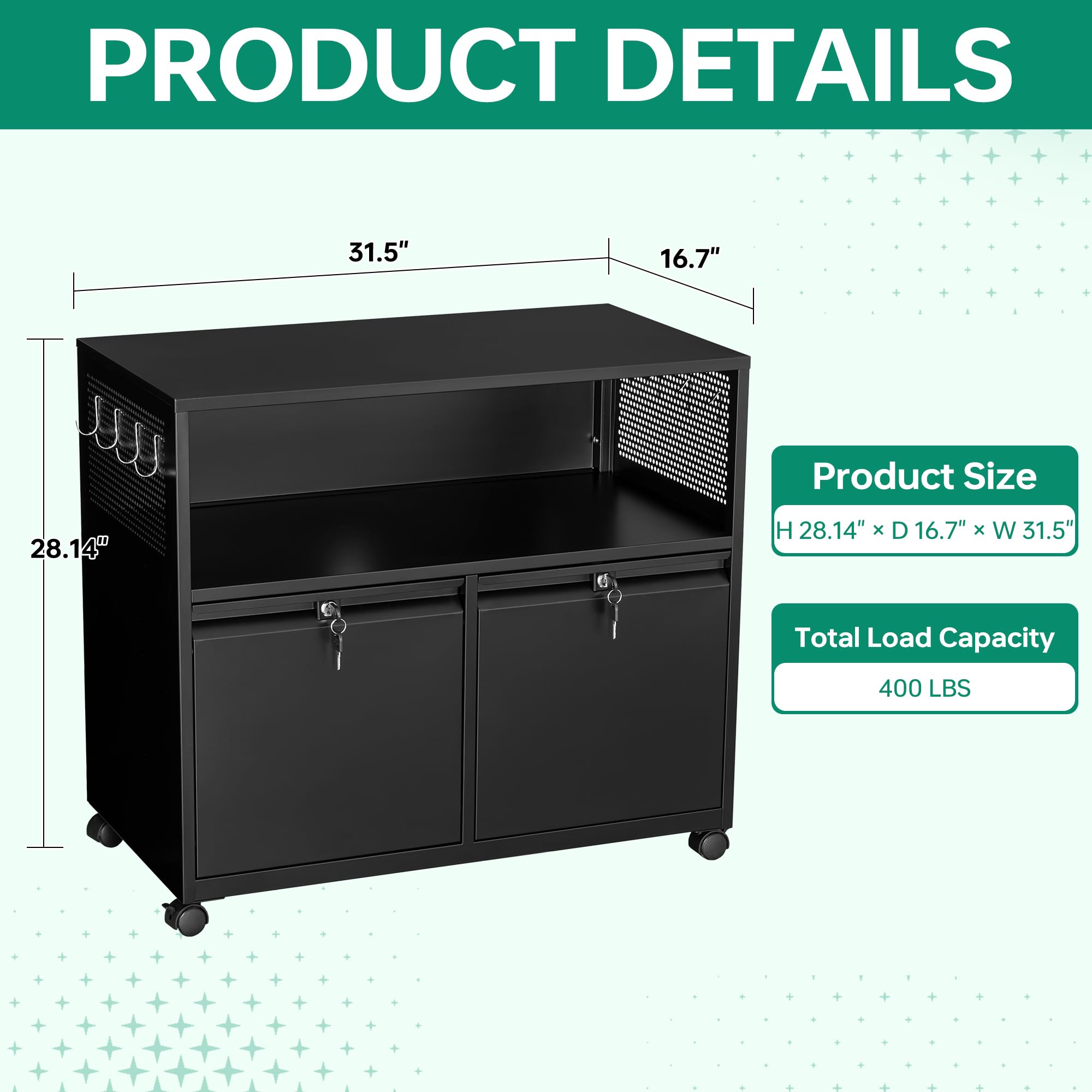 Mobile 2 Drawer File Cabinet w - Printer Stand 评论和价格