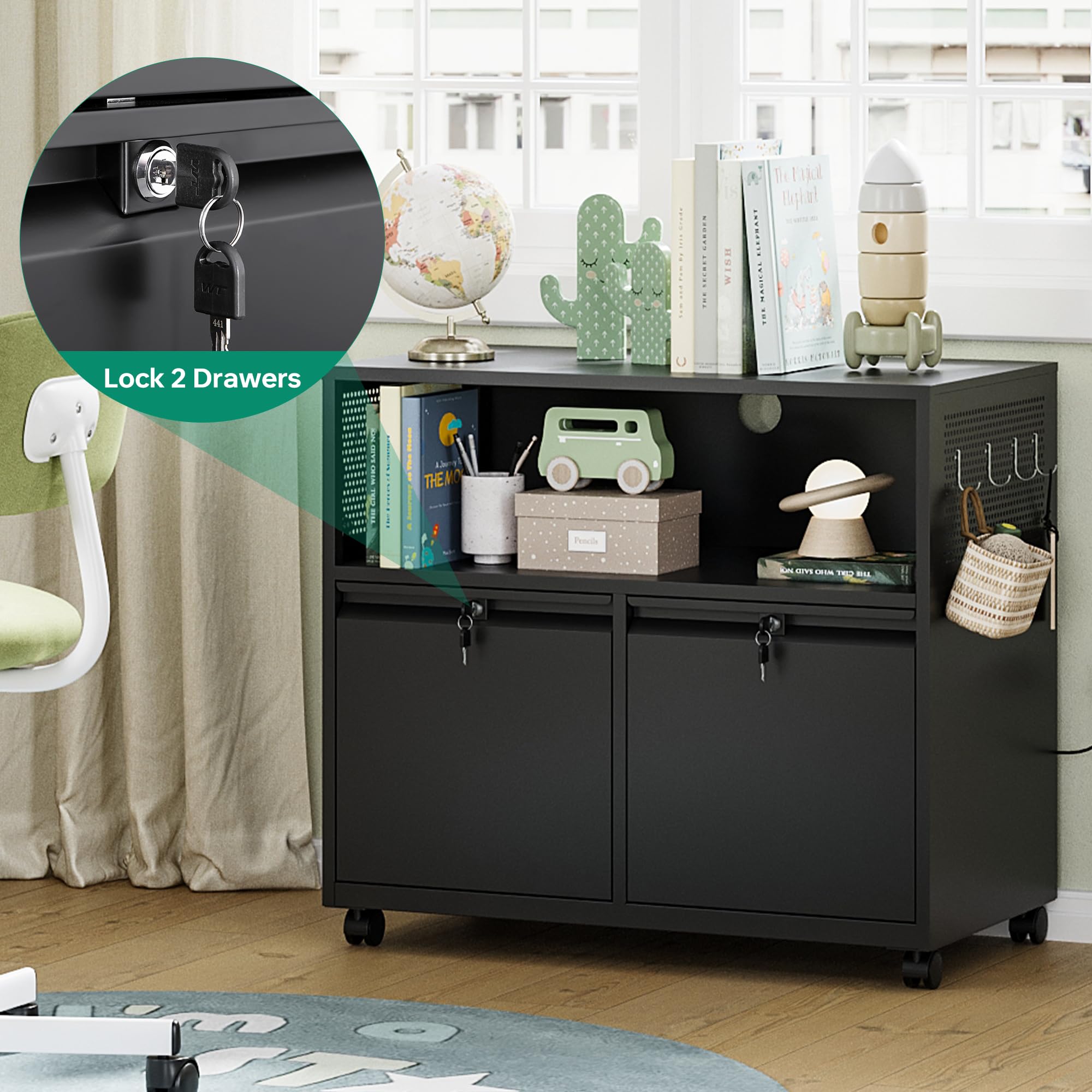 Mobile 2 Drawer File Cabinet w - Printer Stand 评论和价格