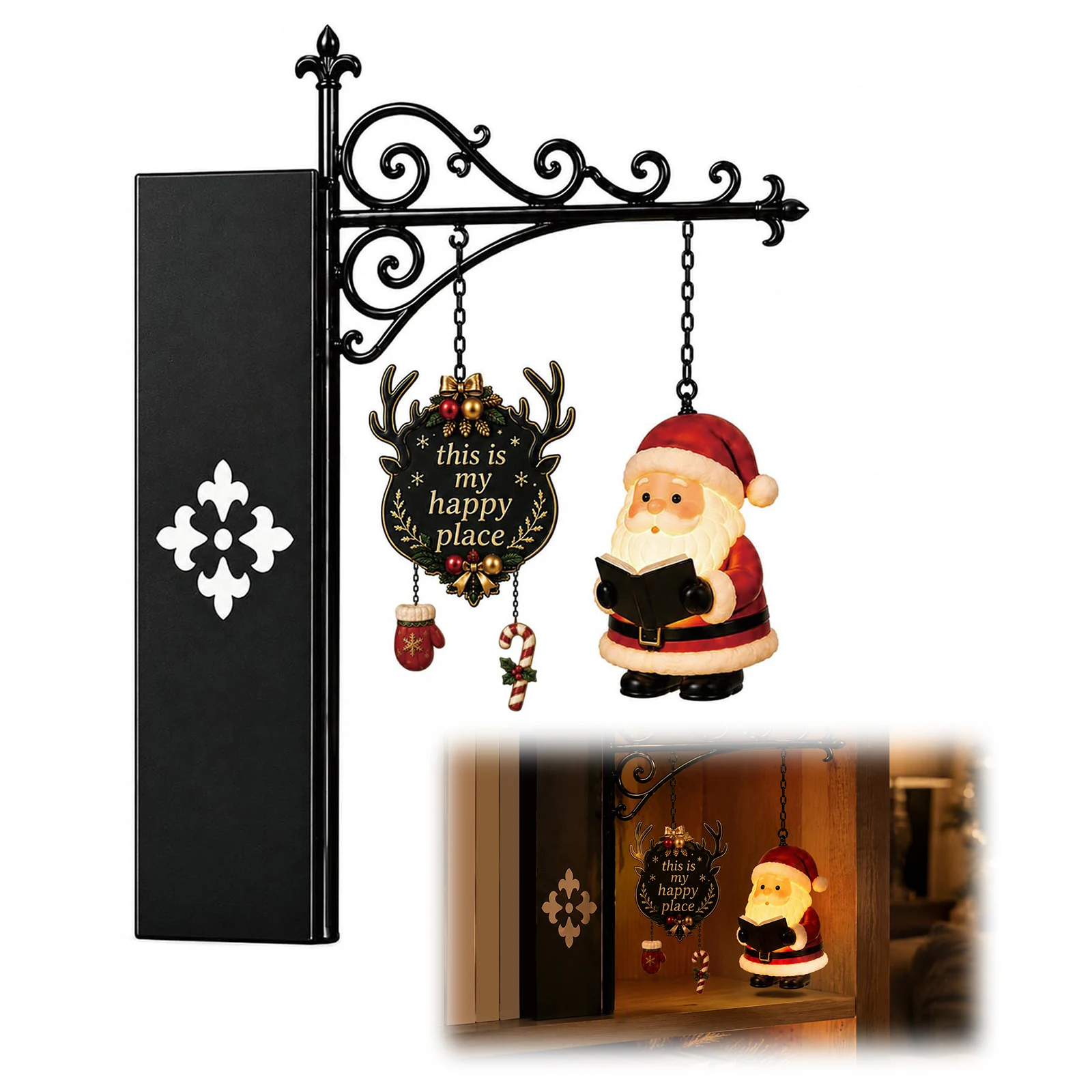 LED Bookshelf Santa Claus Chri - Bookshelf 评论和价格
