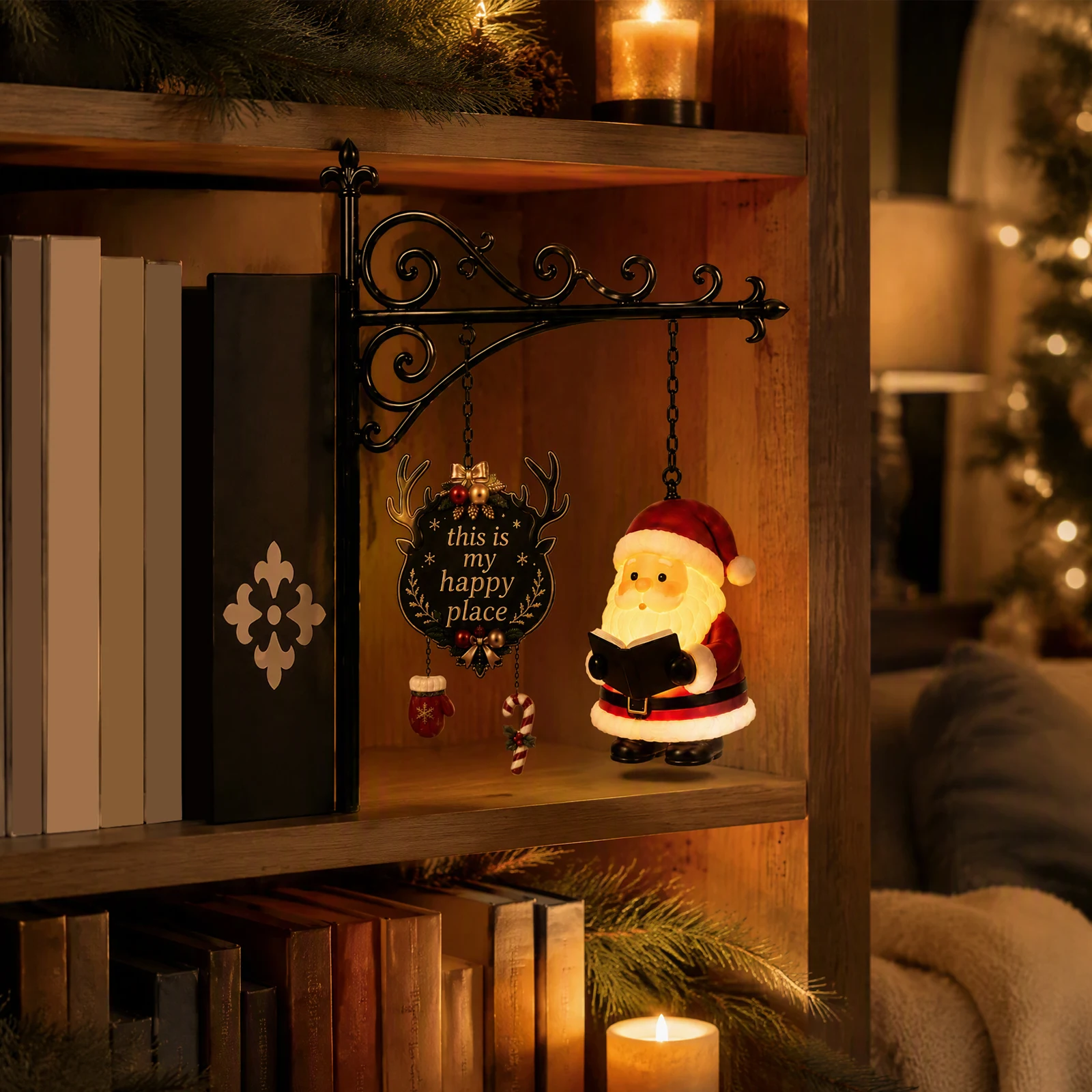 LED Bookshelf Santa Claus Chri - Bookshelf 评论和价格