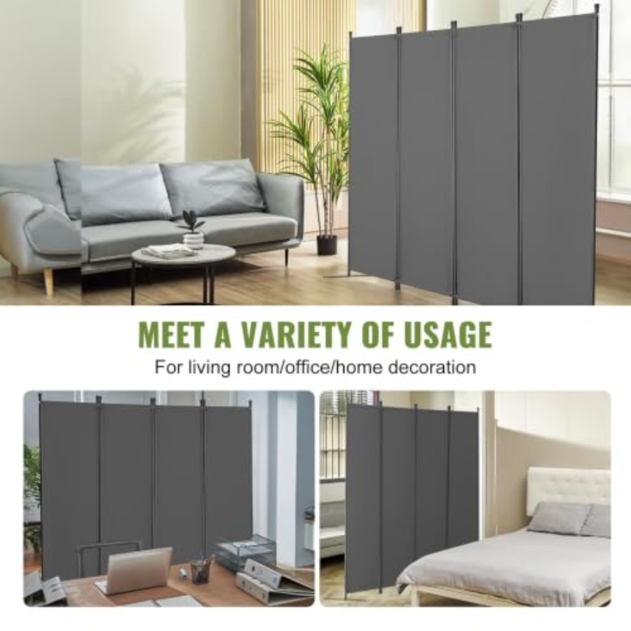 4-Panel Cloth Room Divider Fol - Partition Screen Divider 评论和价格