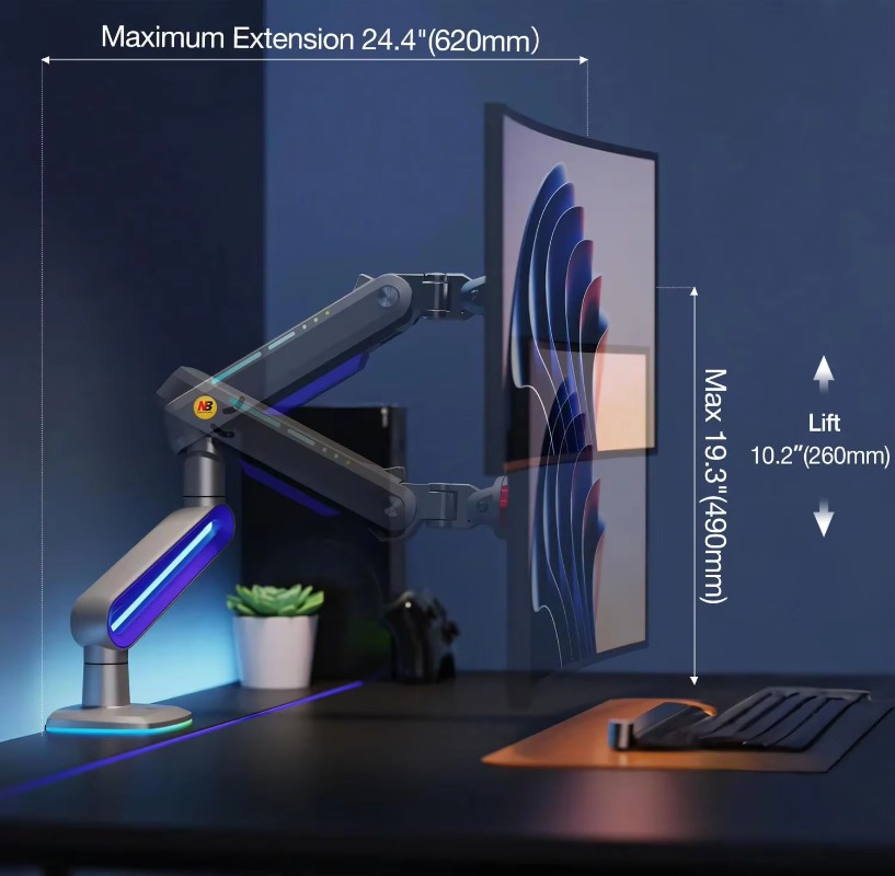 ERGONOMIC Gaming Monitor Arm f - Monitor Stand 评论和价格